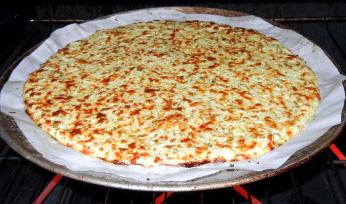 cauliflower crust in the oven