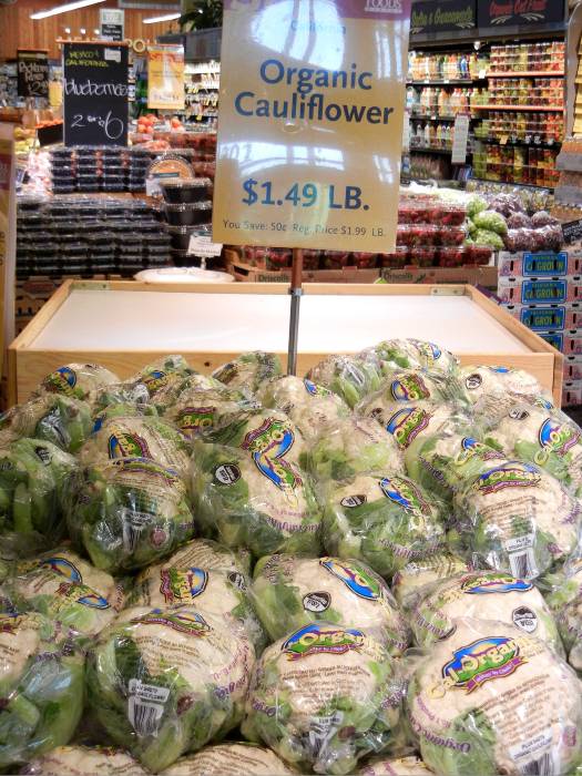 Organic cauliflower for sale in Whole Foods